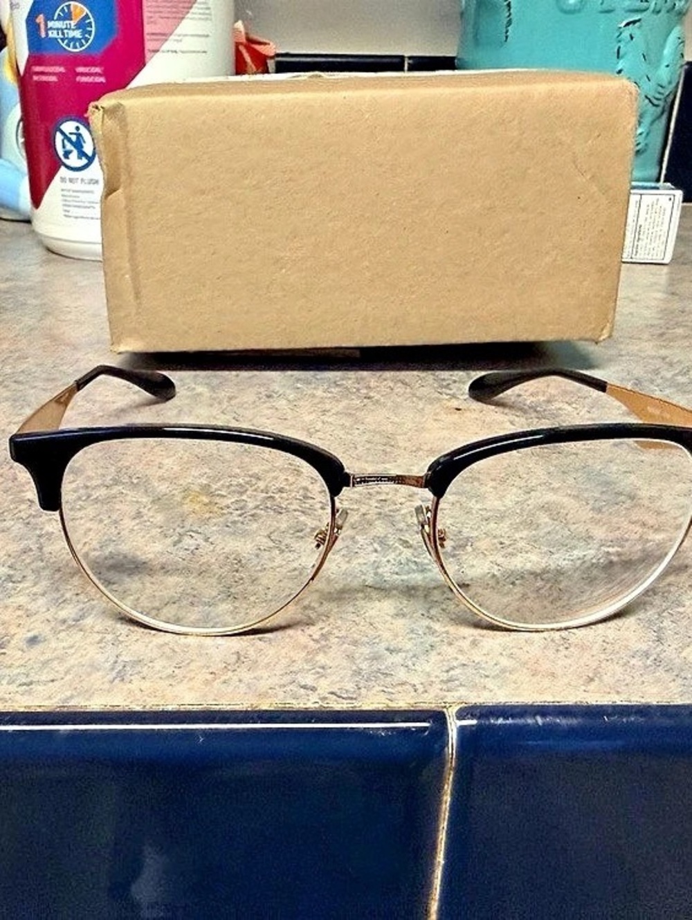 Ray-Ban Clubmaster Optics RX5154 Black & Gold Glasses